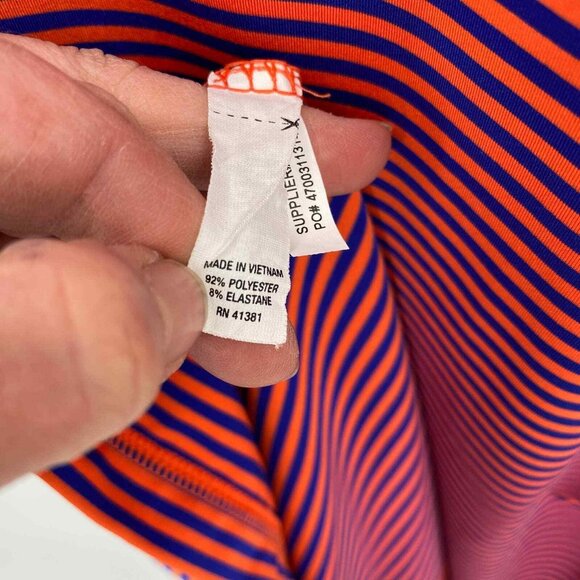 RLX Ralph Lauren Golf Polo Shirt Mens Medium Orange‎ Blue Red Stripe Polyester - Picture 6 of 7